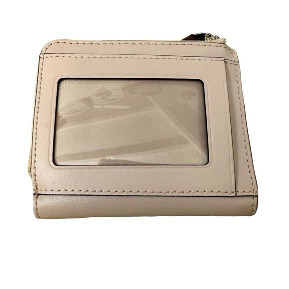 Kate Spade New York Pink Leather Cherrywood L-Zip Bifold Floral Pup wallet - Picture 2 of 10